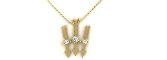 ladies 3 stone bezel pendant diamond gems gold platinum jewelry chain necklace shining topaz amethyst diamonds gemstones brilliant printable sapphire ruby rubies 10k sterling pendants 3d print model - Mito3D