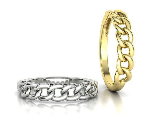 ladies chain cuban ring fashion 3dmodel jewelry small band cuba cubans rings women usa canada asia europe uk israel united states printable 3dprint 3d print model - Mito3D