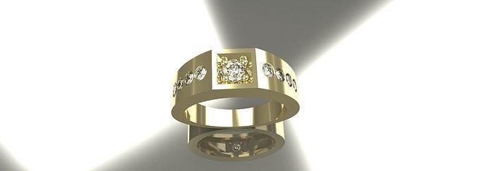 ladies diamond ring gold silver platinum luxury shining elegant jewelry fashion printable sterling brilliant gems round rings 3d print model - Mito3D
