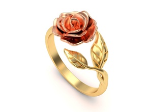 Damen Gold Rose Ring Liebe Romantik Luxus Schmuck Silber druckbar Ladiesring Rosering Goldring Ringe 3d print model - Mito3D