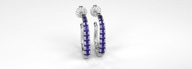ladies microprong earrings round diamond jewelry gold silver luxury platinum precious elegant 3d print model - Mito3D