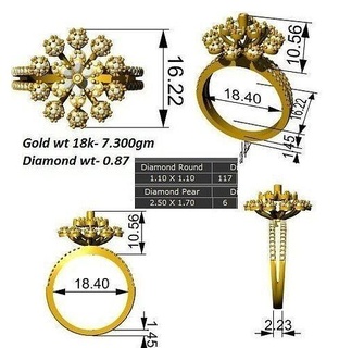 ladies ring diamond jewelry gold wedding rings 3d print model - Mito3D