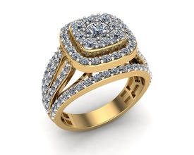 Damen Ring Diamant Cluster Rahmen Gold Mode Frau Schönheit wunderschönen Mädchen weiblich Silber druckbar 3d print model - Mito3D