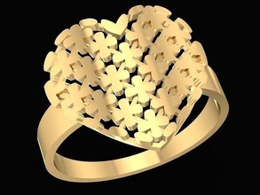 ladies texture heart ring 2814 jewelry fashion accessories gold diamond woman women design rings 3d print model - Mito3D