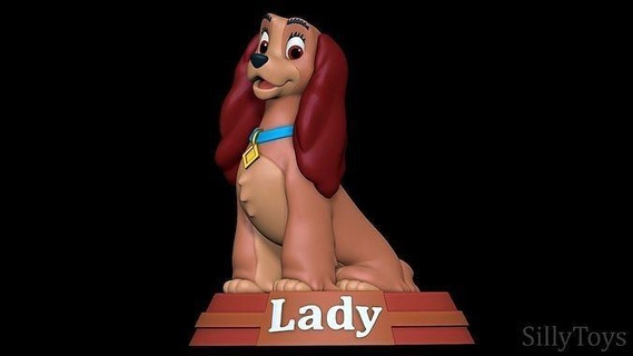 Dame Tramp Trumpf Hund Eckzahn Disney weiblich Vierfüßler Tier Hündin pelzig drucken Kunst Skulpturen 3d print model - Mito3D