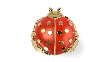 lady bug pendentif bijoux l'émail de l'anneau or la mode imprimable d'argent coctail les anneaux 3d print model - Mito3D