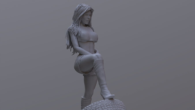 lady car- printable chick cars pose shorts hot skirt teen woman tires sensual pretty latina milf character girl art sculptures 3D print model - Mito3D