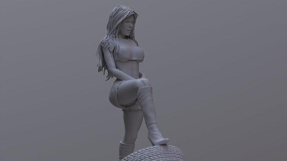 Dame imprimable poussin voitures pose short chaud jupe l'adolescence femme pneus sensuel joli latina milf personnage fille art sculptures 3d print model - Mito3D