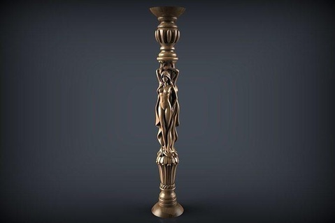 lady column wood art cnc decor baroc stl style home new furniture sculptures 3d print model - Mito3D