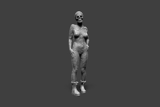 lady death sketch clay body skull skeleton woman female girl legs pose anatomy hair miniature people monochrome standing art sculptures 3d print model - Mito3D
