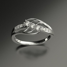 senhora diamante anel ouro joalheria jóias gema brilhante imprimível stl 3dm argolas 3d print model - Mito3D