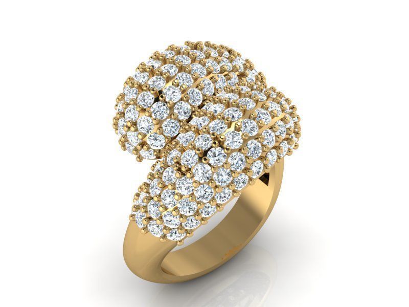 lady dome ring jewelry women gold rings matrix rhino print stones diamond 3D print model - Mito3D