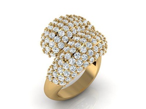 signora cupola anello gioielli lady donne oro anelli matrix rhino di stampa le pietre diamante 3d print model - Mito3D