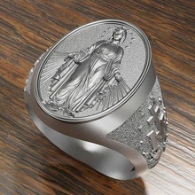 lady of grace mary virgin jesus saint catholic church jewelry jewellery god religion ring rings woman graces 3d print model - Mito3D