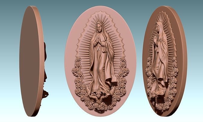 lady of guadalupe - relief mexico cnc traditional spirituality statue classic sacred decoration jewerly female stone wood metal milling art sculptures jewelry figure 3D print model - Mito3D