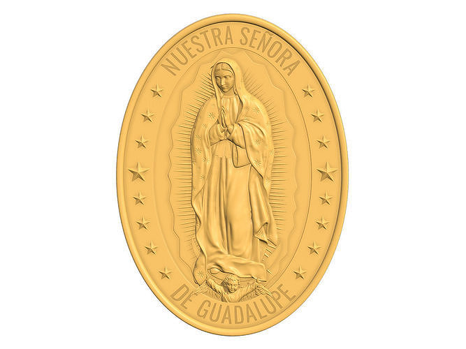 lady guadalupe medallion printing mother wings pendant saint god christ print relief mary printable christian bas holy sculptures virgin rays 3d art 3D print model - Mito3D