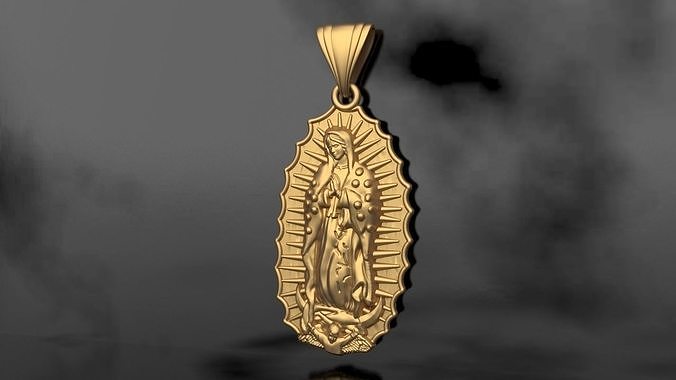 dame of guadalupe medaillon einstellen jungfrau maria rahmen christus jesus mutter kinderwagen strahl heilig kunst skulpturen statue olive 3D print model - Mito3D