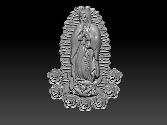 dama of guadalupe medallón conjunto virgen maría rosa madre petergof jesu cochecito religiou objeto esculturas colgante pendiente collar jesús corazón arte 3D print model - Mito3D