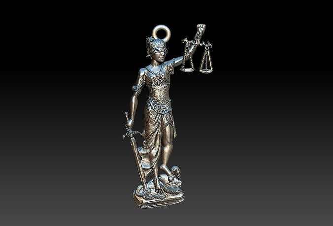 dame of gerechtigkeit dama themis mythos zeus griechisch rechts balance blind rechtsanwalt anwalt interessenvertretung format abschluss statue schmuck anhänger 3D print model - Mito3D