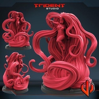 senhora longo cabelo arte brinquedos miniaturas esculturas tampo mesa jogos borda 3d print model - Mito3D