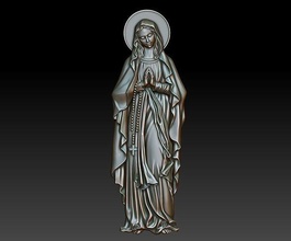 lady of lourdes cnc mary relief religious catholic pendant jewelry woodcarwing cathedral object milling symbol christian decoration art sculptures human pendants virgin 3d print model - Mito3D