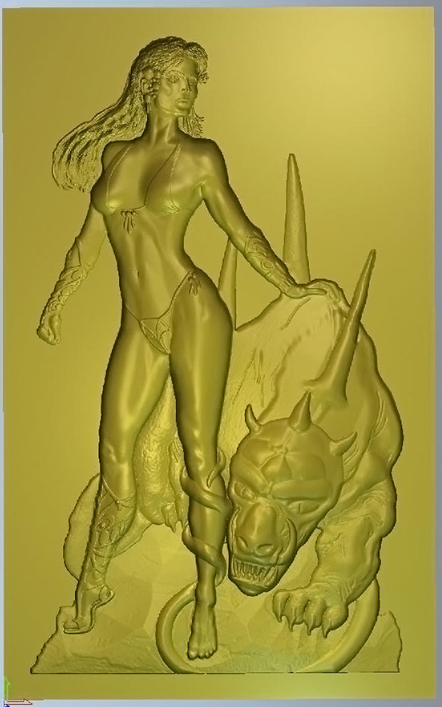 lady monster legends woman girl fantasy artcam model cnc art sculptures 3D print model - Mito3D