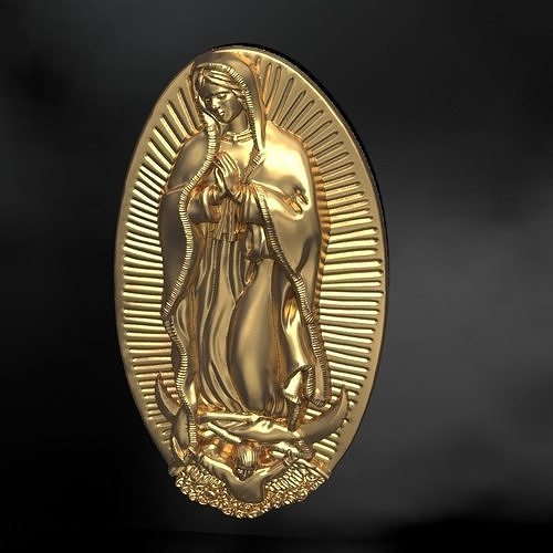 senhora of guadalupe medalhão conjunto virgem maria cristo mãe jesu deus raio piedosos arte esculturas 3D print model - Mito3D