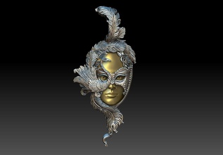 dame pfau venezianisch karneval maske anhänger mystik antiquität traditionell schmuck venedig uralt patrizier vogel feder wunderschönen frau 3d print model - Mito3D
