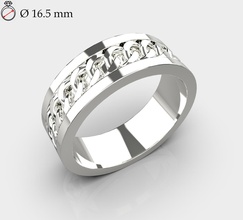 dama anillo cadena Talla 16 5mm plata joyería joya lujo Boda matrimonio platino compromiso imprimible Moda belleza precioso brillante oro hembra anillos 3d print model - Mito3D