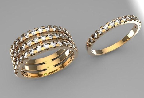 lady rings gold silver ring design fashion printable jewelry gem wedding elegant diamond engagement 3d print model - Mito3D