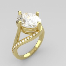 ladys ring gold jewelry platinum silver printable gem brilliant diamond stl 3dm rings 3d print model - Mito3D