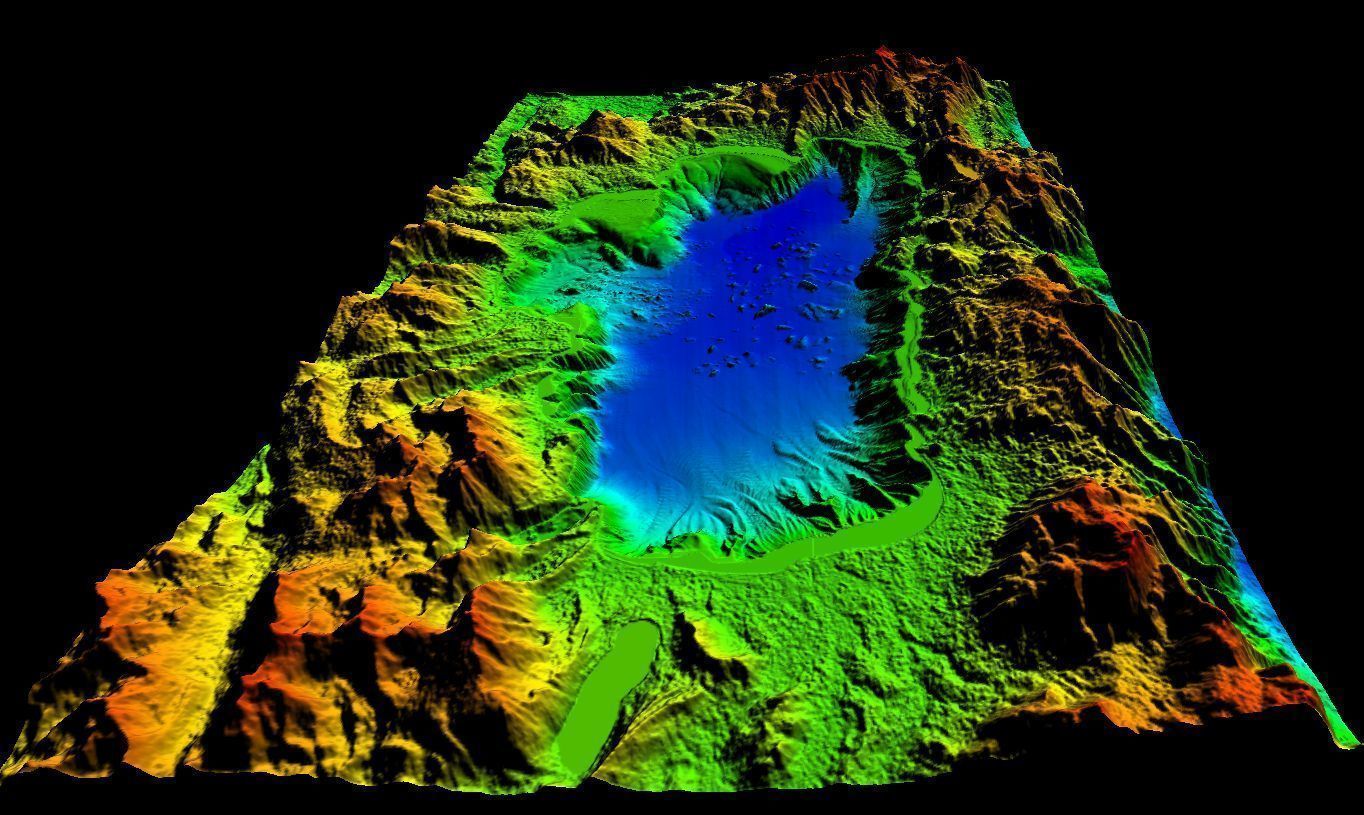 lago tahoe 3d submarino topográfico terreno dem náutico topografía cabina esquí satélite elevación arte 3D print model - Mito3D