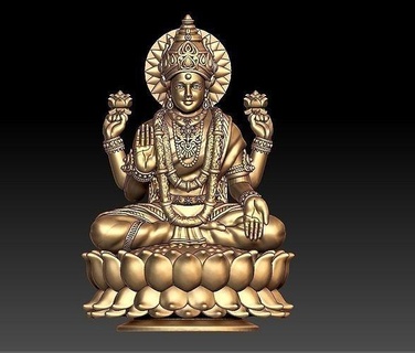 lakshmi 3d lakshmi3d Dios laxmi plata statu ídolos lakshmidols bhagwan murti indio señor joyería joya hindú colgantes 3d print model - Mito3D