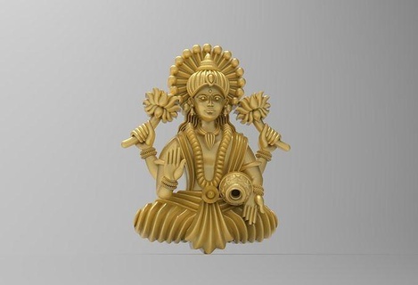 lakshmi gioielleria stl file laxmi arte Dio dea statua pendente divinità sculture ciondoli 3d print model - Mito3D