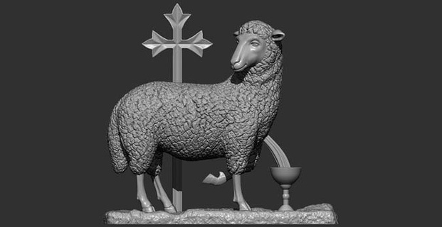 agneau Dieu 3d imprimable modèle sculpture religion sculptures statue art mouton Jésus traverser 3d print model - Mito3D