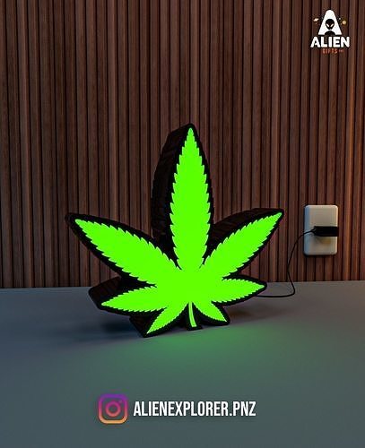 lampada cannabis 3d luce illuminazione design moderno decorazione interni pendente guidato Casa arredamento 3D print model - Mito3D