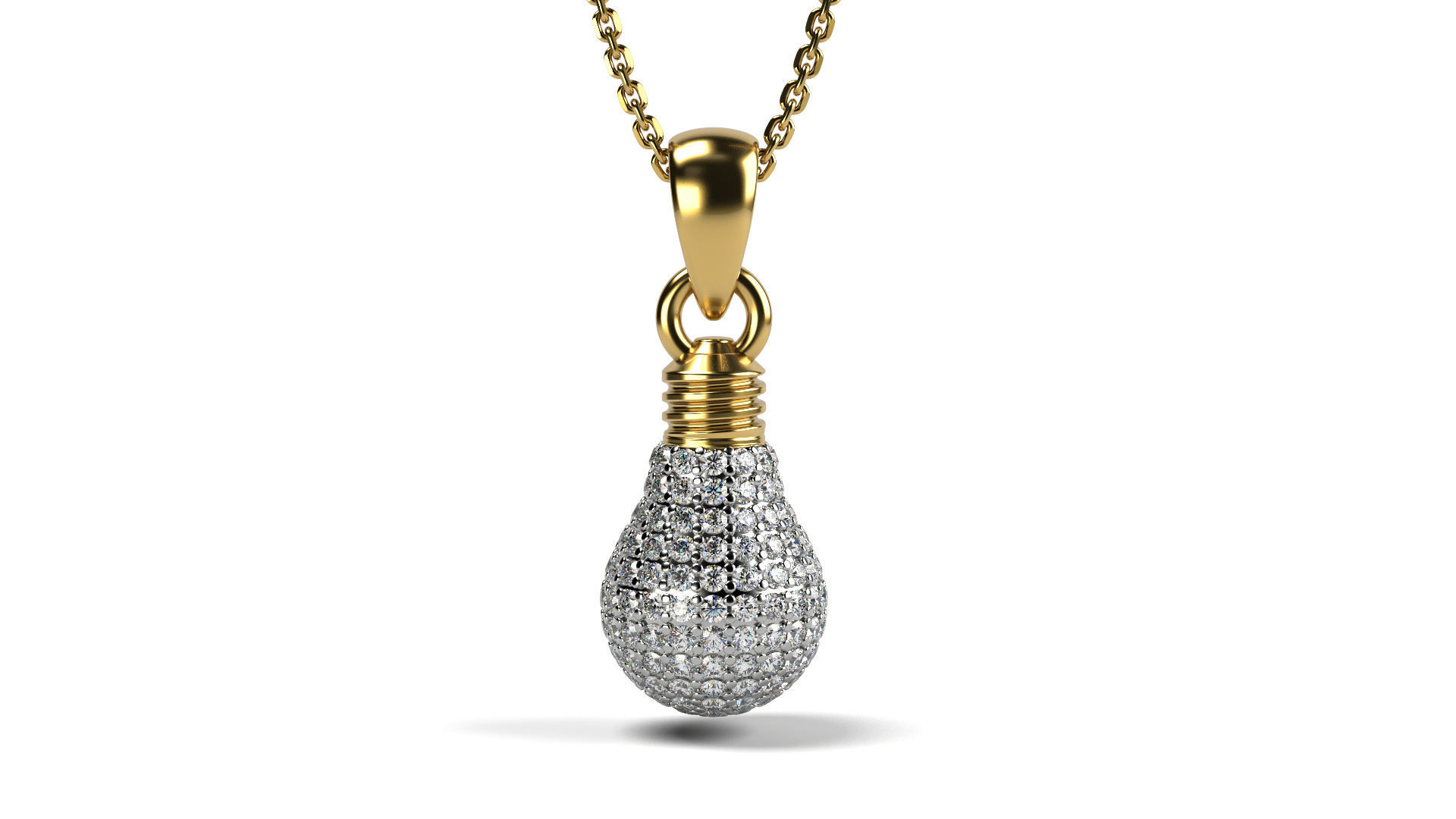 Lampe-Anhänger Schmuck gold Anhänger Lampe weiß Silber bedruckbar ist Platin genial Mode-Schönheit diamant - 3D print model - Mito3D