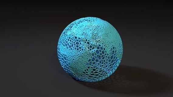 luminária planeta terra estatueta decoração arte casa figura wireframe Voronoi fio 3d print model - Mito3D