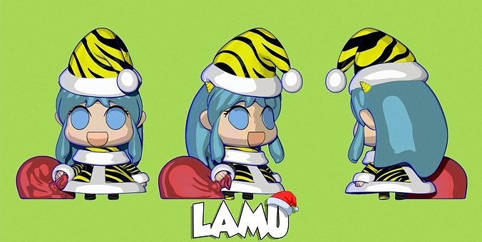 lamu urusei yatsura christmas edition illustration fun art japanese rumiko takahashi natale girl animegirl kawaii games toys 3D print model - Mito3D