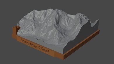 langtang somnolent Montagne paysage volcan terrain environnement nature photogrammétrie élévation dem science 3d print model - Mito3D
