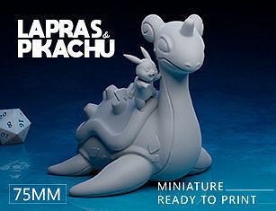 lapras pikachu - pokemon anime manga game nintendo games toys 3d print model - Mito3D