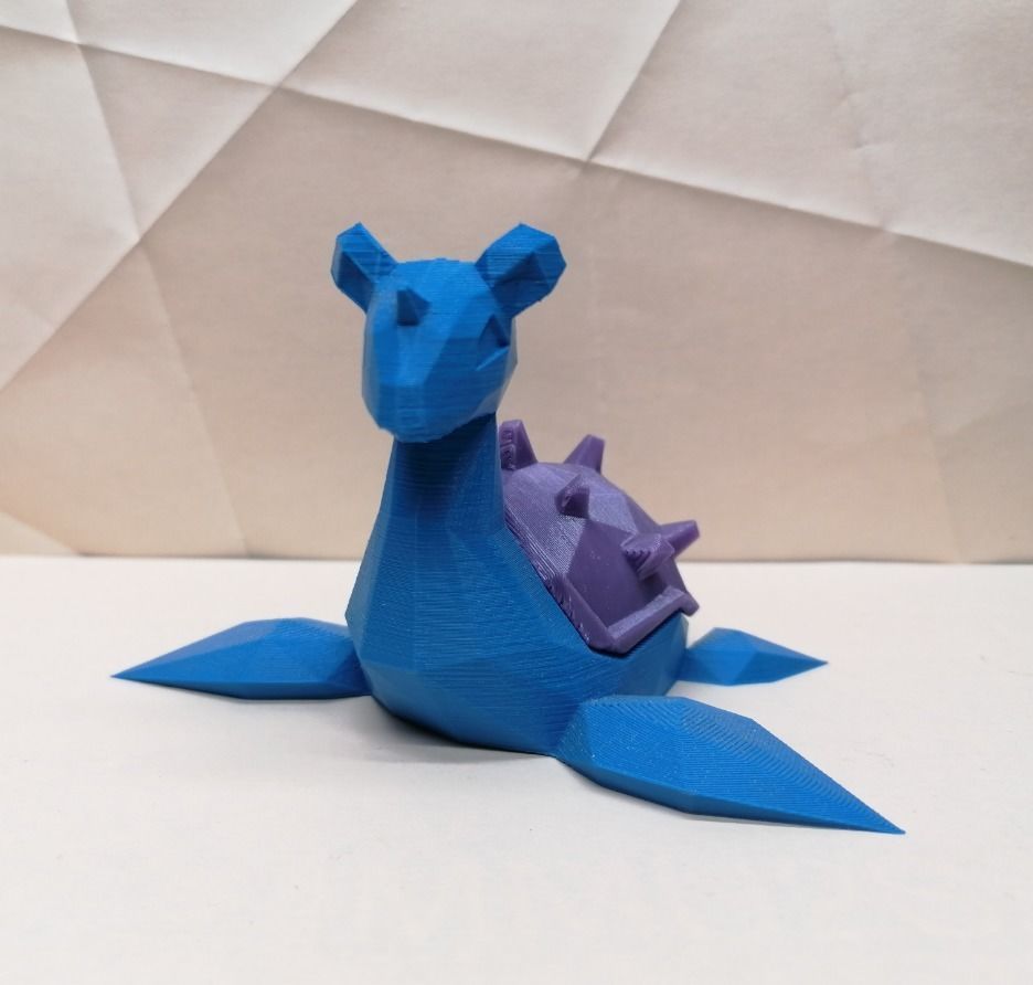 lapras poli pokémon pobre polígono diamante lapidado cubismo cinza pikachu nintendo game boy firstgen geração figura coleção presente crianças aniversário pokebola jogos brinquedos 3D print model - Mito3D