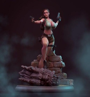 lara granja pequeña stl Lara Croft asaltante tumba mujer personaje figuritas esculturas Tomb Raider Arte juego 3d print model - Mito3D