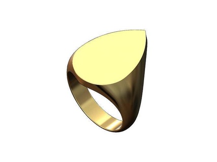 large almond shaped fashion ring us sizes 6to10 signet jewelry printable gold silver jewellery sterling luxury statement pear teardrop engravable name rings 3d print model - Mito3D