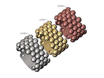 large caviar bubble statement ring fashion jewelry printable gold silver jewellery sterling luxury modern shpere ball bead band classic rings 3d print model - Mito3D