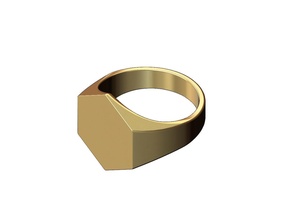 gravieren sechseckig Signet Ring us Größe 6to13 Schmuck druckbar Gold Silber Sterling Mode Luxus gravierbar Gravur Aussage Hexagon Zubehör 3d print model - Mito3D