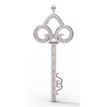 large gold key pendant jewelry silver diamond sapphire stone ring valentine day jewellery jewel wedding precious pendants 3d print model - Mito3D