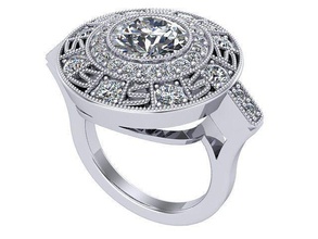 large halo ring diamond golden silver jewelry rings 3d print model - Mito3D