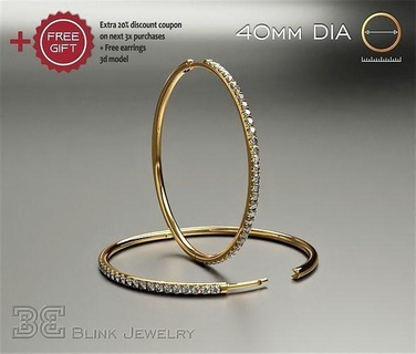 large hoop earrings diamonds round rings printable diamond fashion new solid classic delicate unique 3dmodel luxury jewelry royal high stunning platinum usa canada australia mexico 3d print model - Mito3D