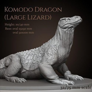 large lizard animal creature reptile komodo dragon pet monster companion miniature tabletop dnd 32mm 75mm presupported printable art sculptures 3d print model - Mito3D